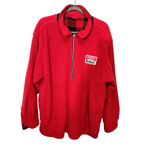 Marlboro Reversible Unlimited Fleece 1/2 Zip Jacket Men's Size X-Large 90s VTG - Picture 1 of 9